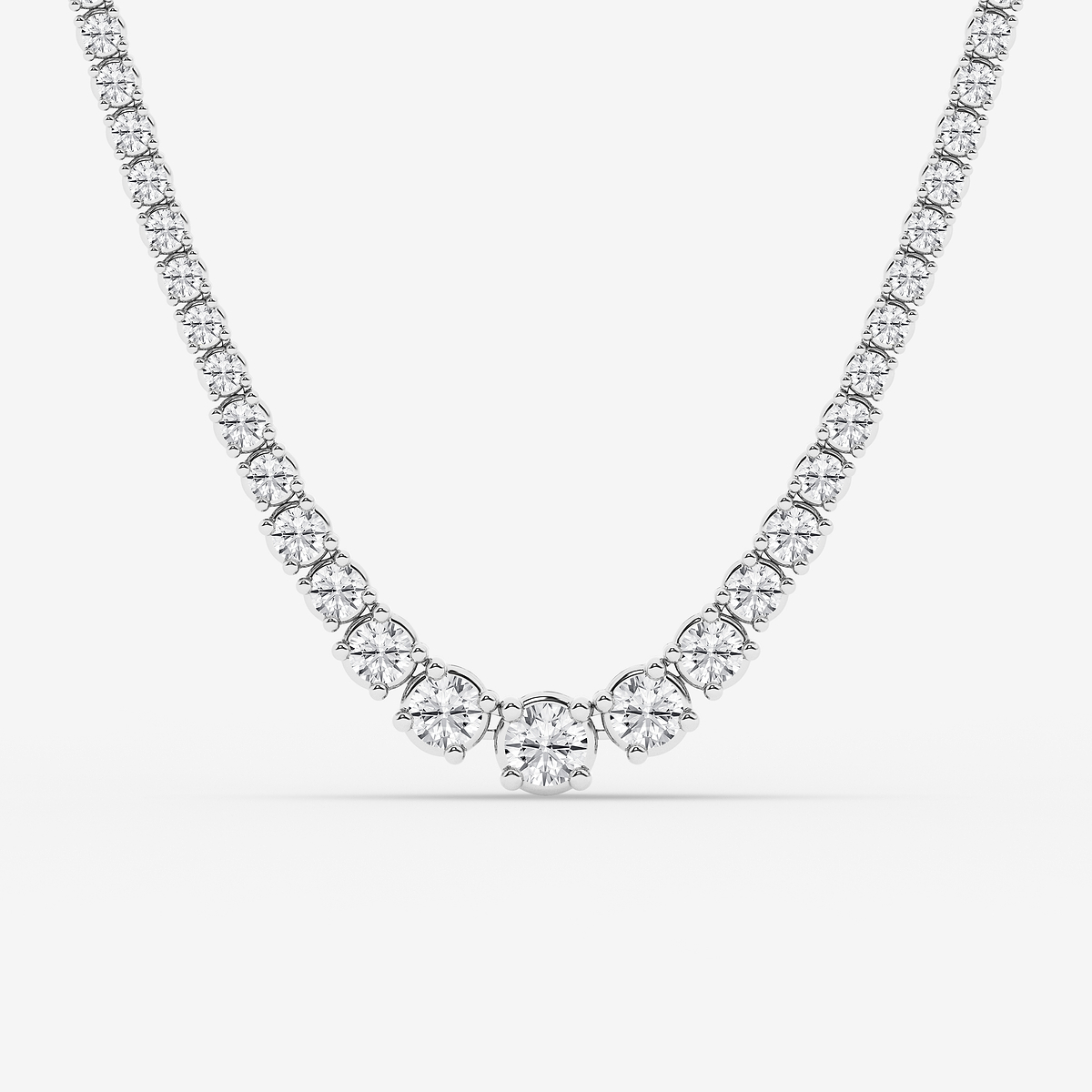 20 ctw Round Lab Grown Diamond Four Prong Graduated Tennis Necklace